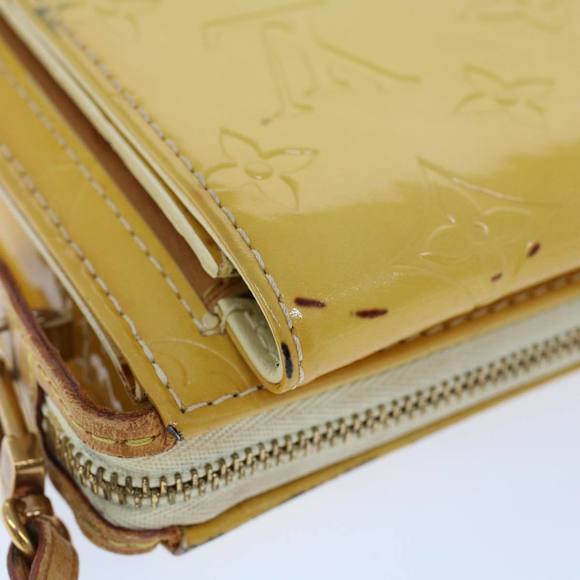 LOUIS VUITTON Monogram Vernis Motto Accessory Pouch Yellow M91159 LV Auth 53105 - Picture 7 of 16